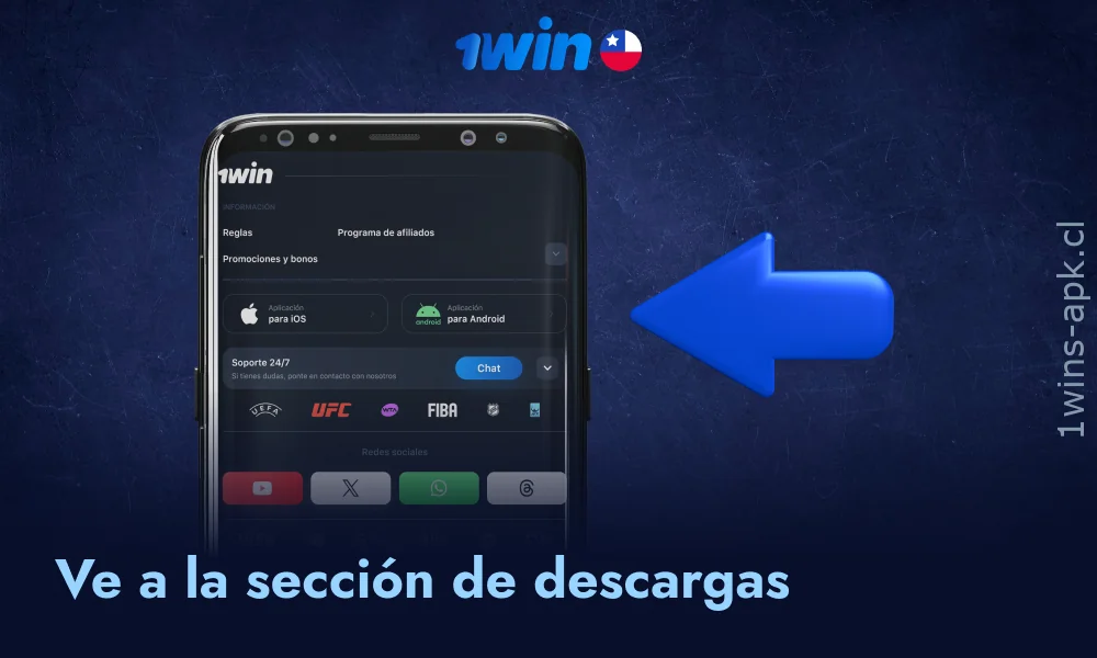 Encuentra el área de descargas en la web